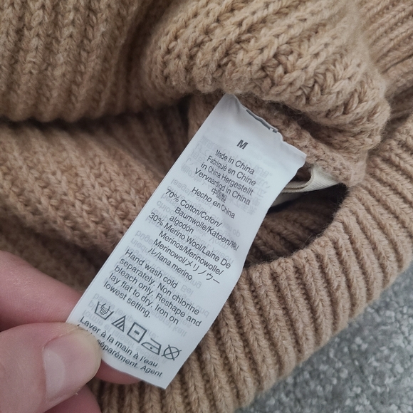 Madewell Balloon Sleeve Merino Wool Beige Sweater NWT - Picture 3 of 5